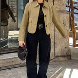 Vintage ruskindsjakke med revers