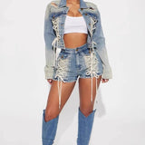 Trendy sæt med jakke og shorts