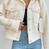 Off-White kort sherpajakke