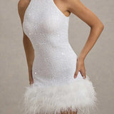 Bodycon aftenkjole med skinnende og luftige pailletter