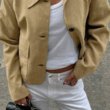 Vintage ruskindsjakke med revers