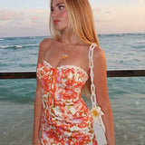 Sexet, printet bodycon bandeau-kjole til ferien