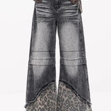 Jeans med brede ben og leopardprint