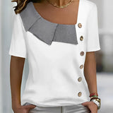 Johanne - Bluse i høj kvalitet med asymmetrisk knaplukning