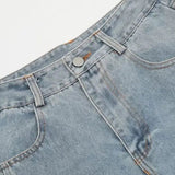 Vintage jeans med vide ben og butterfly