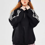 Retro sweatshirt med halv lynlås og høj hals