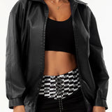 læderjakke med overdimensionerede reverser