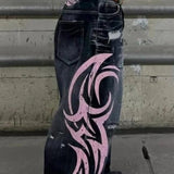 Jeans med brede ben og gotisk print