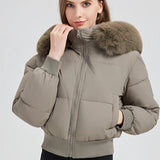 Tætsiddende dunjakke med kort talje