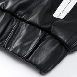 Bikerjakke i imiteret læder med dekorativ sløjfe