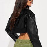 bikerjakke med bogstavprint