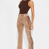 Denimjeans med snørebånd og snøre