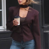 Vintage slim fit blazer i ensfarvet