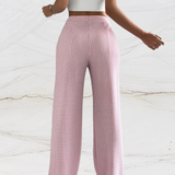 Højtaljede damebukser - Lige, løs pasform - Elegant houndstoothmønster