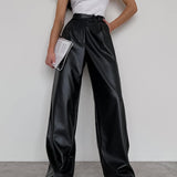 Bukser i kunstlæder med vide ben - Ultimativ elegance og komfort