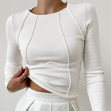 Moderne, elegant, komfortabel og sofistikeret ribbet langærmet top til kvinder