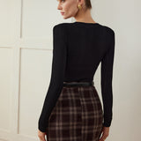 Ternet tweed miniskørt