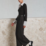 Tofarvet poloshirt med lange ærmer og todelt effekt