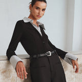 Tofarvet poloshirt med lange ærmer og todelt effekt