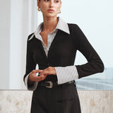 Tofarvet poloshirt med lange ærmer og todelt effekt