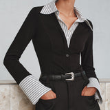 Tofarvet poloshirt med lange ærmer og todelt effekt