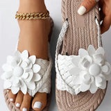 Damesandaler - Komfortabel bred rem - Blomsterdetalje - Skridsikker flettet sål