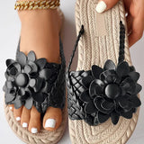 Damesandaler - Komfortabel bred rem - Blomsterdetalje - Skridsikker flettet sål