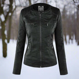 Elegant, alsidig og højkvalitets PU-læderjakke til kvinder
