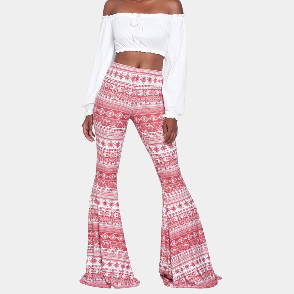 Damebukser med vidde - Høj talje - Bohemeprint - Med vidde og figursyet pasform