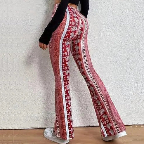 Damebukser med svaj – høj talje – bohememønster – tætsiddende og behagelig snit