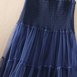 Midinederdel til kvinder – Let tyl – Smock talje – Flagrende snit med lagdelte flæser