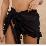 Dame strandnederdel – Justerbar slå-om-stil – Let stof – Flæset kant