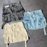 Trendy A-formet denimnederdel med lommedetaljer til kvinder