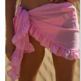 Dame strandnederdel – Justerbar slå-om-stil – Let stof – Flæset kant