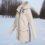 Stilfuld, vejrbestandig og komfortabel regnfrakke med hætte til kvinder