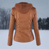 Elegant, alsidig og højkvalitets PU-læderjakke til kvinder
