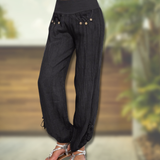 Dameharemsbukser - Behagelige bomuldsbukser - Høj talje - Løse og afslappede