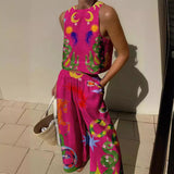 Ærmeløs crop top til kvinder – Afslappet pasform – Markante printmønstre – Naturfibre