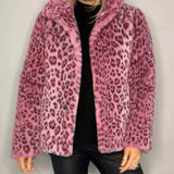 Damefrakke – Oversized pasform – Kunstpels – Skræddersyet krave – Leopardprint