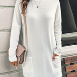 Damesweatshirt – Afslappet pasform – Blød bomuld – Rund hals – Hoftelommer