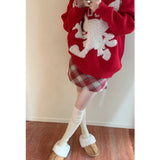 Højtaljet ternet uldnederdel i plus size