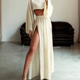 Dame cropped top – Løs pasform – Let hør – Bådhals – Løse 3/4 ærmer