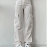 Dame cargobukser - Høj talje - Løs pasform - Funktionelle sidelommer