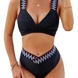 Damebikini – Wrap-top – Høj talje – Teksturerede detaljer