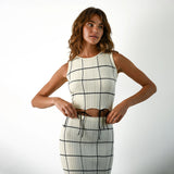 Damesæt i to dele – Ærmeløs crop top – Tætsiddende ribbet maxinederdel