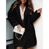 Damefrakke – Oversized pasform – Plys-effekt – Mellemlang – Bred krave – Lange ærmer