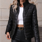 Dame quiltet jakke – Tætsiddende snit – Bomuld – Ståkrave – Lynlåslukning