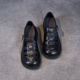 Damesandaler – Ægte læder – Behagelig flad sål – Justerbart, åbent design