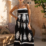 Damesæt i to dele – Bomuldsblanding – Peplumtop med tynde stropper – Bukser med vide ben