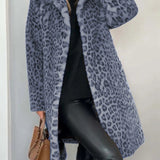 Damefrakke – Oversized pasform – Kunstpels – Skræddersyet krave – Leopardprint